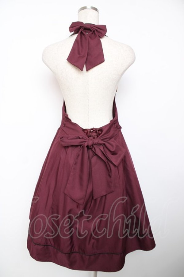 画像2: Amavel / アンティークバックルホルターリボンジャンパースカート M ワイン Y-25-12-22-155-CA-OP-SZ-ZY (2)