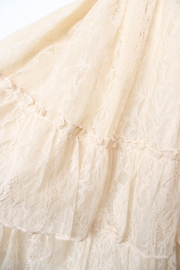 画像3: ATELIER PIERROT / Ruffle Chiffon Skirt-Lace-  アイボリー Y-25-12-22-160-EL-SK-SZ-ZY (3)