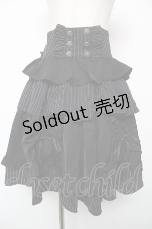 画像: Chalmiere / ストライプフリルスカート M 黒 Y-25-12-22-164-LO-SK-SZ-ZY