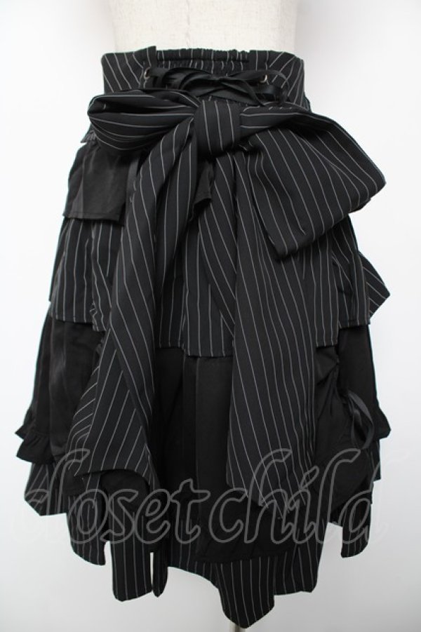 画像2: Chalmiere / ストライプフリルスカート M 黒 Y-25-12-22-164-LO-SK-SZ-ZY (2)