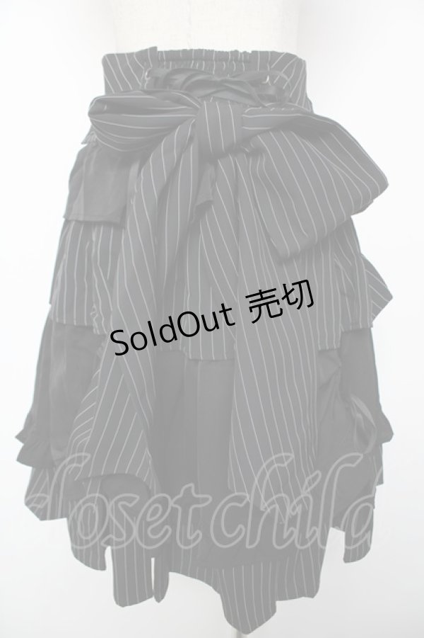 画像2: Chalmiere / ストライプフリルスカート M 黒 Y-25-12-22-164-LO-SK-SZ-ZY (2)