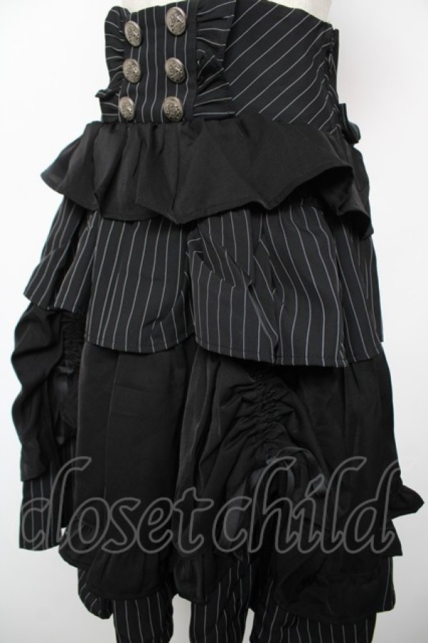 画像3: Chalmiere / ストライプフリルスカート M 黒 Y-25-12-22-164-LO-SK-SZ-ZY (3)