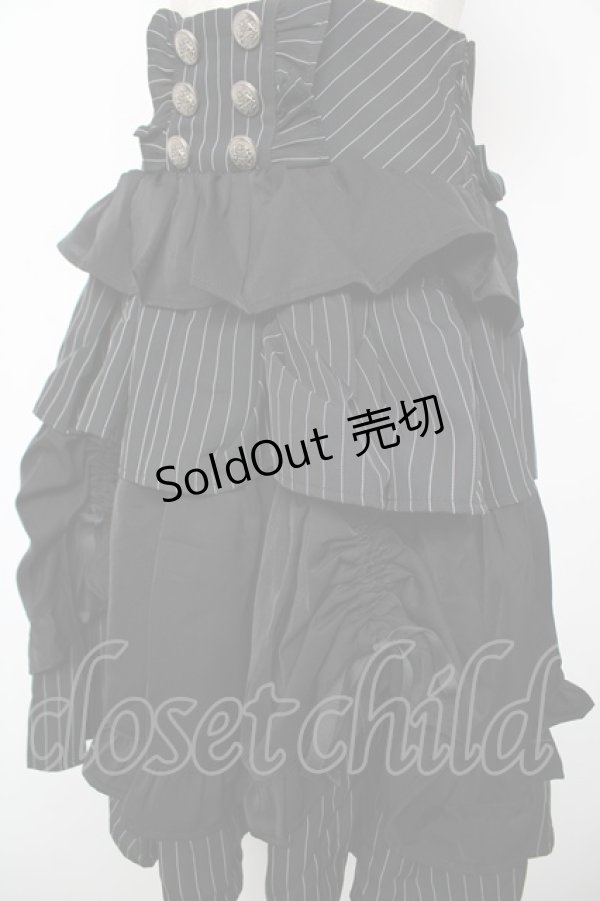 画像3: Chalmiere / ストライプフリルスカート M 黒 Y-25-12-22-164-LO-SK-SZ-ZY (3)