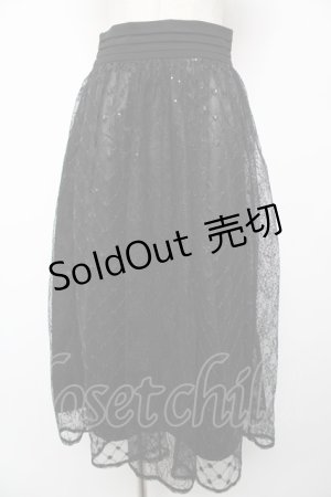 画像: axes femme / スパンコールチュールスカート F 黒 Y-25-12-22-168-AX-SK-SZ-ZY