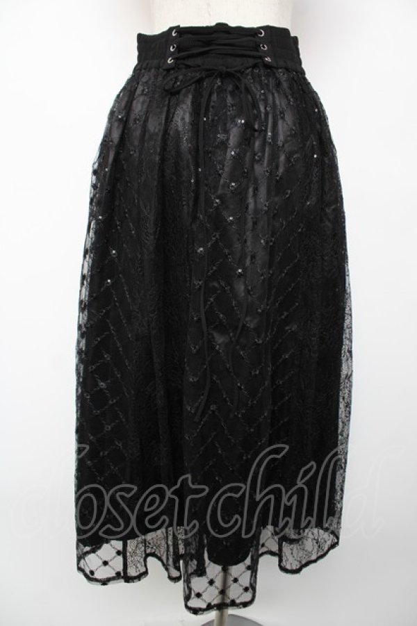 画像2: axes femme / スパンコールチュールスカート F 黒 Y-25-12-22-168-AX-SK-SZ-ZY (2)
