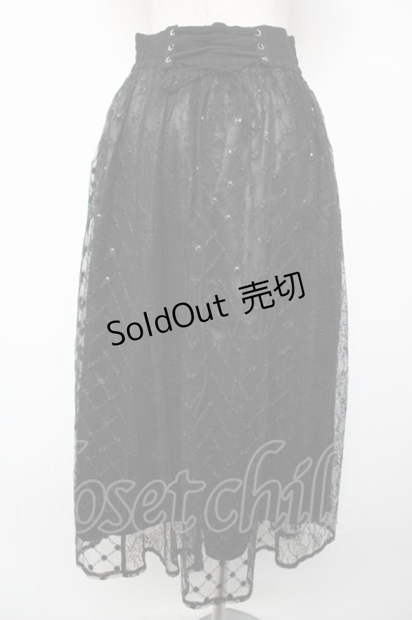 画像2: axes femme / スパンコールチュールスカート F 黒 Y-25-12-22-168-AX-SK-SZ-ZY (2)