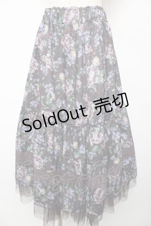 画像: axes femme / ホーリーローズ柄フリルスカート F Dブラウン Y-25-12-22-170-AX-SK-SZ-ZS