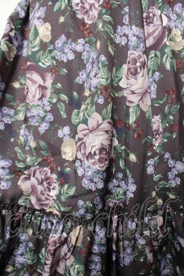 画像3: axes femme / ホーリーローズ柄フリルスカート F Dブラウン Y-25-12-22-170-AX-SK-SZ-ZY (3)