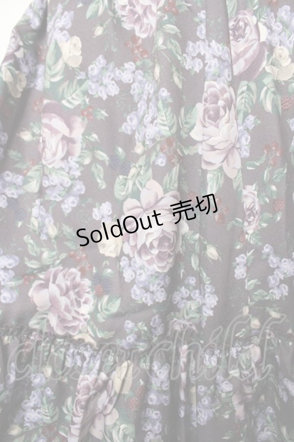 画像3: axes femme / ホーリーローズ柄フリルスカート F Dブラウン Y-25-12-22-170-AX-SK-SZ-ZS (3)