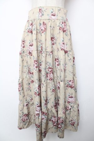 画像: axes femme / ブーケ柄スカート F ベージュ Y-25-12-22-171-AX-SK-SZ-ZS
