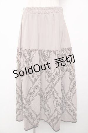 画像: axes femme / フロッキープリントロングスカート  モカ Y-25-12-22-173-AX-SK-SZ-ZY