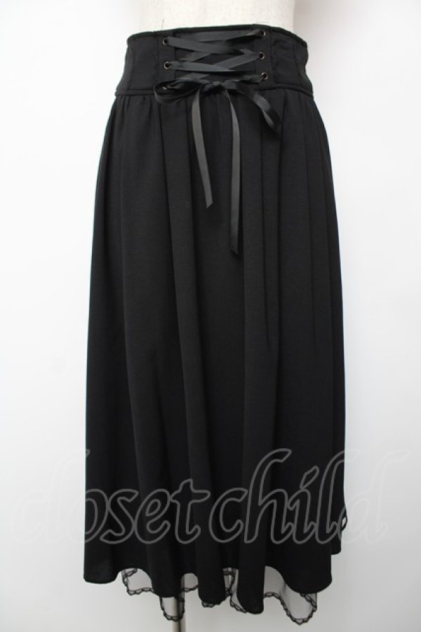 画像1: axes femme POETIQUE / バックフリルレースアップスカート M 黒 Y-25-12-22-174-AX-SK-SZ-ZY (1)