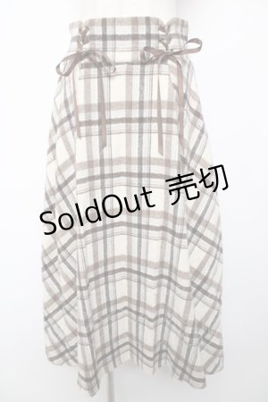 画像: axes femme / レースアップ起毛チェックスカート F 生成り Y-25-12-22-175-AX-SK-SZ-ZY