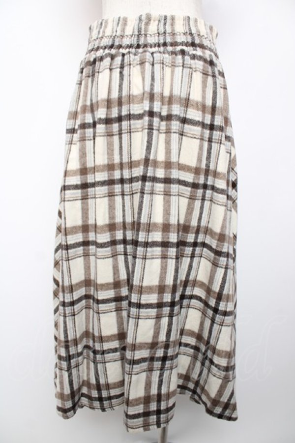 画像2: axes femme / レースアップ起毛チェックスカート F 生成り Y-25-12-22-175-AX-SK-SZ-ZY (2)