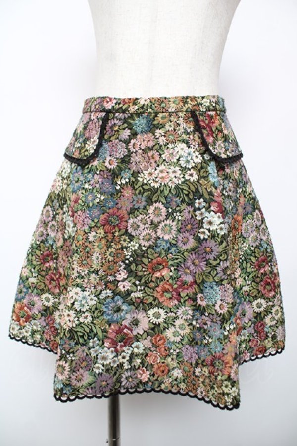 画像1: Emily Temple cute / 薔薇ゴブランスカート  黒 Y-25-12-22-180-ET-SK-SZ-ZY (1)