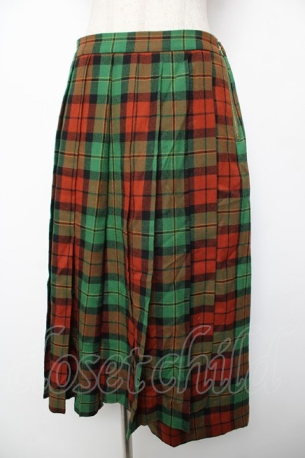 画像1: Jane Marple Dans Le Salon / ウールタータンタックスカート M グリーン Y-25-12-22-183-JM-PA-SZ-ZY (1)