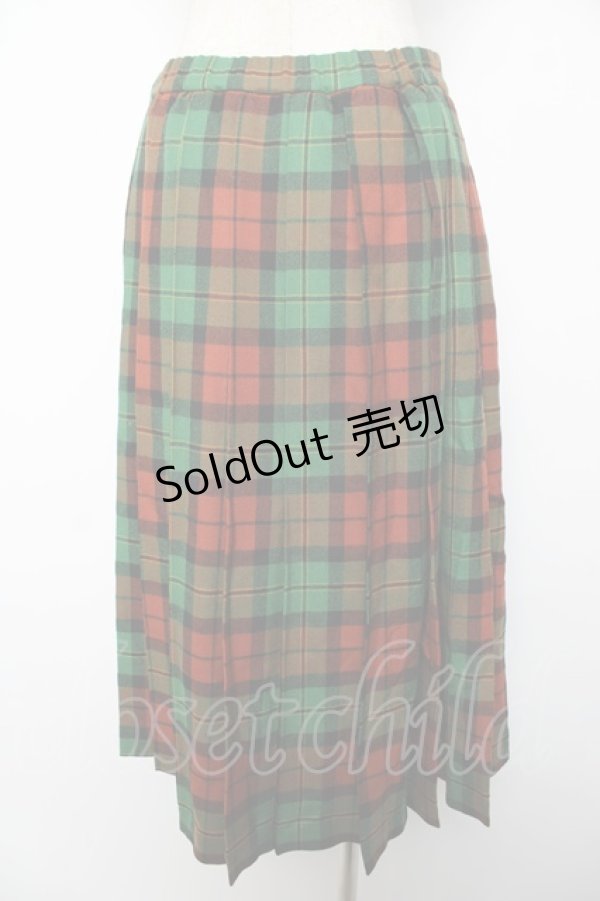 画像2: Jane Marple Dans Le Salon / ウールタータンタックスカート M グリーン Y-25-12-22-183-JM-PA-SZ-ZY (2)