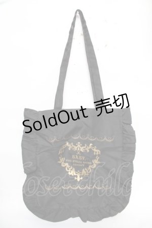 画像: BABY, THE STARS SHINE BRIGHT / ブラックフリルトートバッグ  黒 Y-25-12-22-023-BA-BG-SZ-ZY