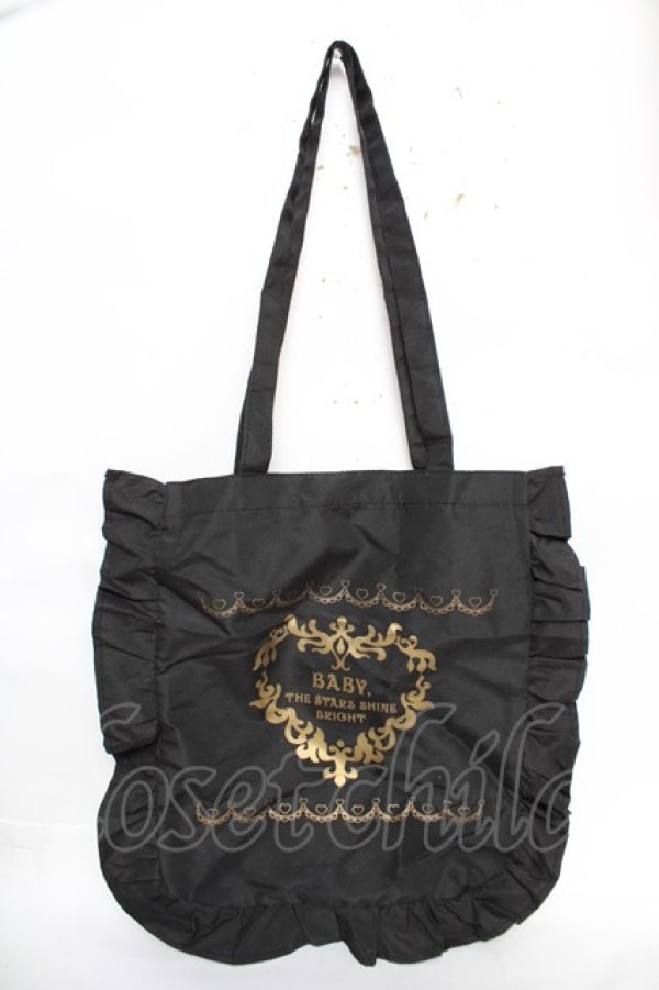 画像1: BABY, THE STARS SHINE BRIGHT / ブラックフリルトートバッグ  黒 Y-25-12-22-023-BA-BG-SZ-ZY (1)
