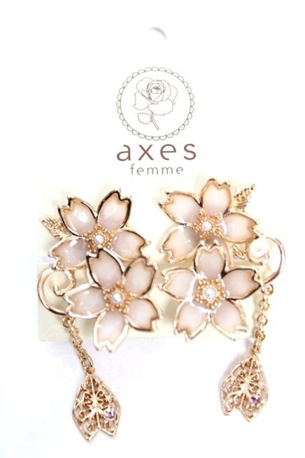 画像1: axes femme / サクラ装飾イヤリング  白 Y-25-12-22-003-AX-AC-SZ-ZY (1)