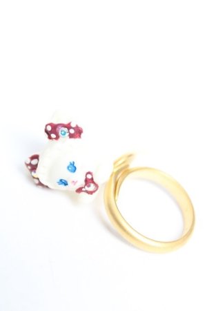 画像: BABY, THE STARS SHINE BRIGHT / ちいさなねこくみゃちゃんリング  白×赤 Y-25-12-22-004-BA-AC-SZ-ZY