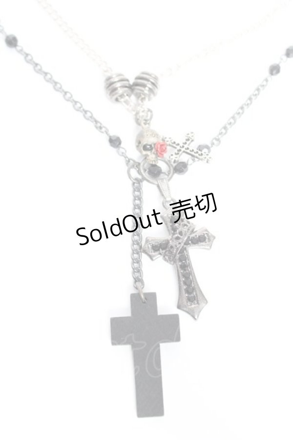 画像1: SEX POT ReVeNGe / クロス×十字2連ネックレス  シルバー Y-25-12-23-001-SP-AC-SZ-ZY (1)