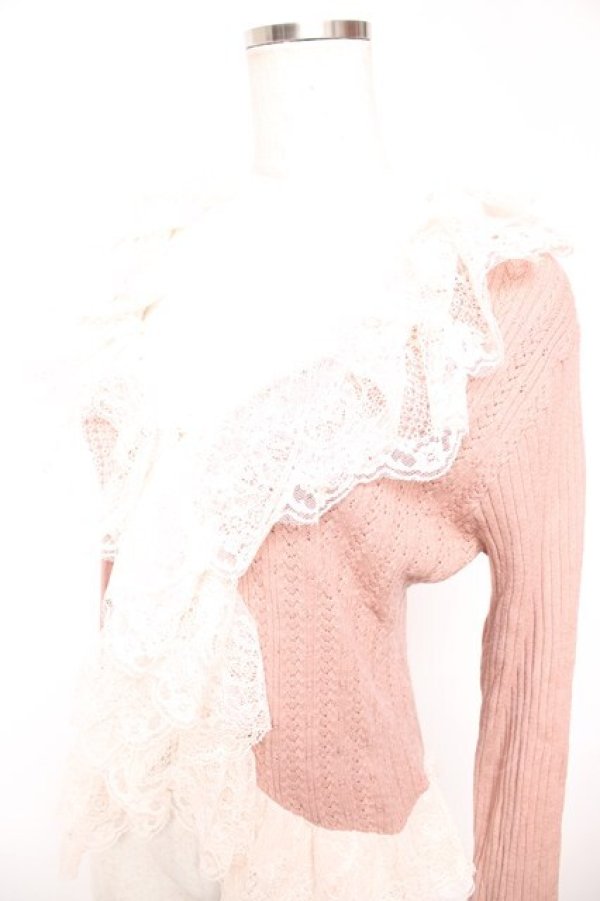 画像3: axes femme / レースフリルニットボレロ  ピンク Y-25-12-23-037-AX-TO-SZ-ZY (3)