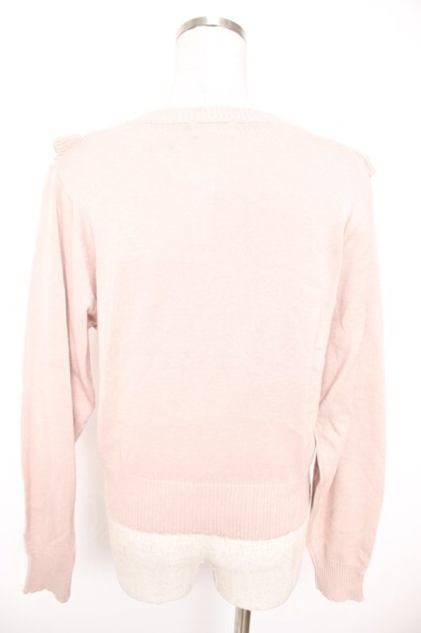 画像2: axes femme / バラ刺繍ブロッキングニット M 淡ピンク Y-25-12-23-039-AX-TO-SZ-ZY (2)