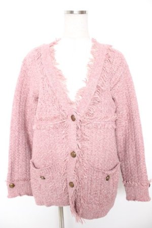 画像: axes femme / ツイード風ロングカーデ  ピンク Y-25-12-23-040-AX-TO-SZ-ZY
