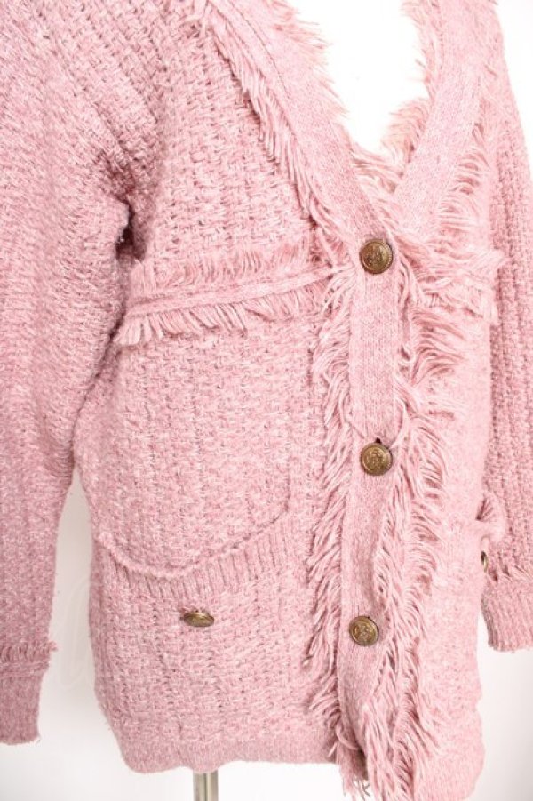 画像3: axes femme / ツイード風ロングカーデ  ピンク Y-25-12-23-040-AX-TO-SZ-ZY (3)