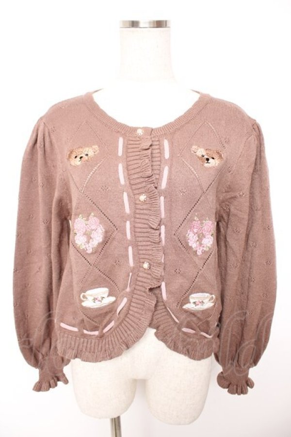 画像1: axes femme kawaii / RosyBearニットカーデ M モカ Y-25-12-23-042-AX-TO-SZ-ZY (1)