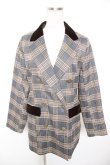 画像1: axes femme POETIQUE / チェック×別珍ロングジャケット M グレー Y-25-12-23-044-AX-JA-SZ-ZY (1)