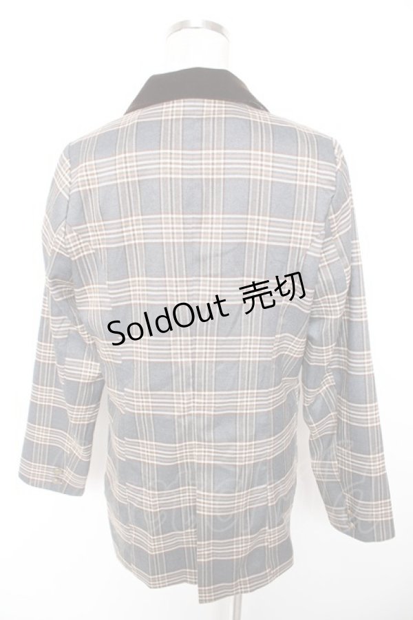 画像2: axes femme POETIQUE / チェック×別珍ロングジャケット M グレー Y-25-12-23-044-AX-JA-SZ-ZI (2)