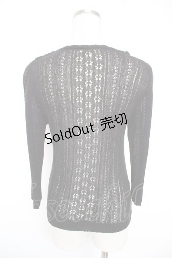 画像2: axes femme / レース襟付透かし編みカーディガン M 黒 Y-25-12-23-046-AX-TO-SZ-ZY (2)