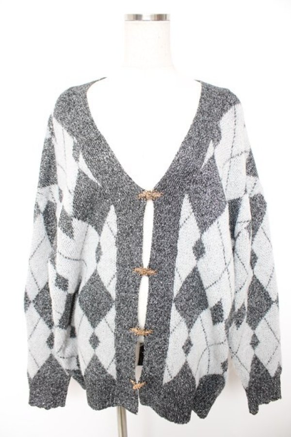 画像1: axes femme / ラメジャカードニットカーディガン  グレー Y-25-12-23-047-AX-TO-SZ-ZY (1)