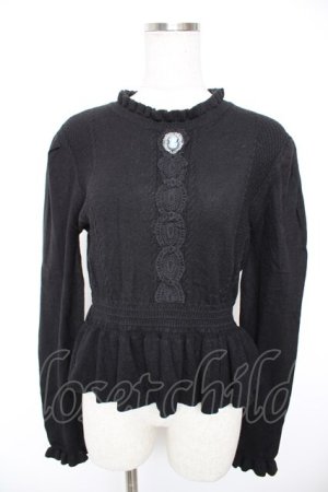 画像: axes femme / カメオ付ペプラムニット F 黒 Y-25-12-23-048-AX-TO-SZ-ZY