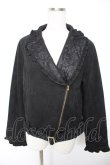 画像1: axes femme POETIQUE / スエードフリルライダースジャケット M 黒 Y-25-12-23-049-AX-JA-SZ-ZY (1)