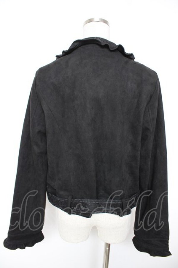画像2: axes femme POETIQUE / スエードフリルライダースジャケット M 黒 Y-25-12-23-049-AX-JA-SZ-ZY (2)