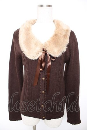 画像: axes femme / ファーティペット付カーデ M 茶 Y-25-12-23-051-AX-TO-SZ-ZY