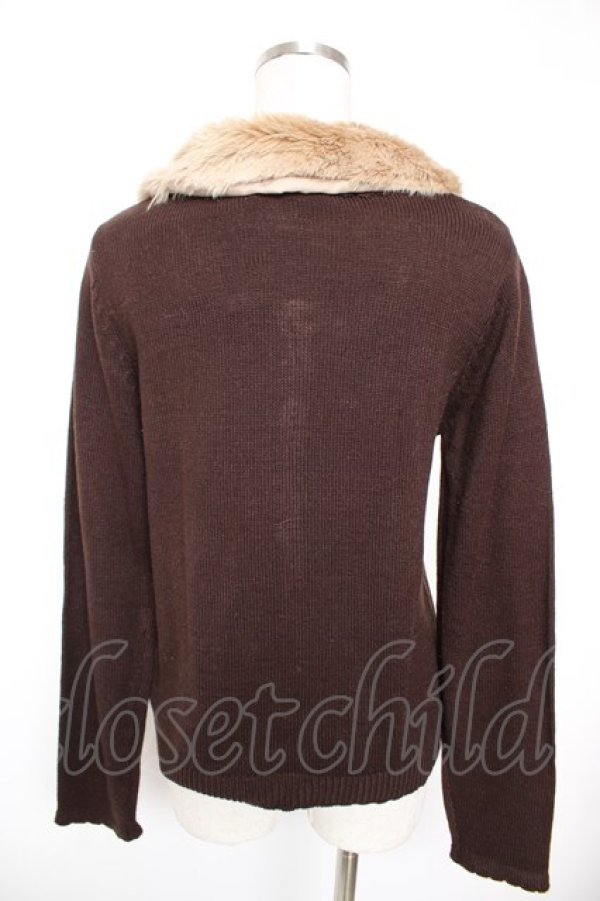 画像2: axes femme / ファーティペット付カーデ M 茶 Y-25-12-23-051-AX-TO-SZ-ZY (2)