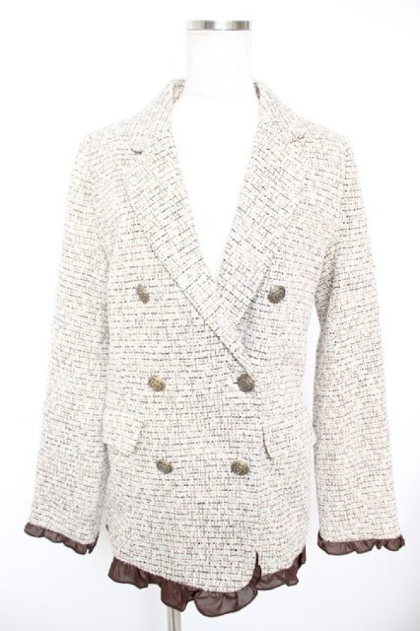 画像1: axes femme / ツイードダブルジャケット  ベージュ Y-25-12-23-052-AX-JA-SZ-ZY (1)