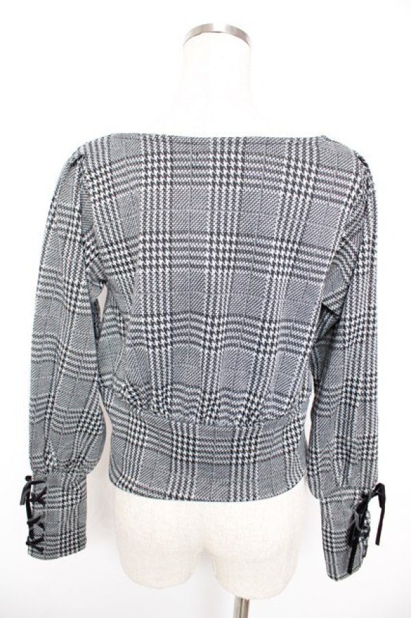 画像2: axes femme / チェックカットソー  グレー Y-25-12-23-054-AX-TO-SZ-ZY (2)