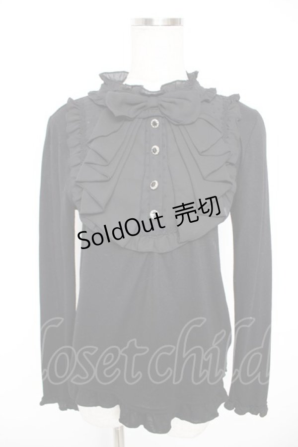 画像1: axes femme / BIGリボンブロッキングプルオーバー  黒 Y-25-12-23-055-AX-TO-SZ-ZY (1)