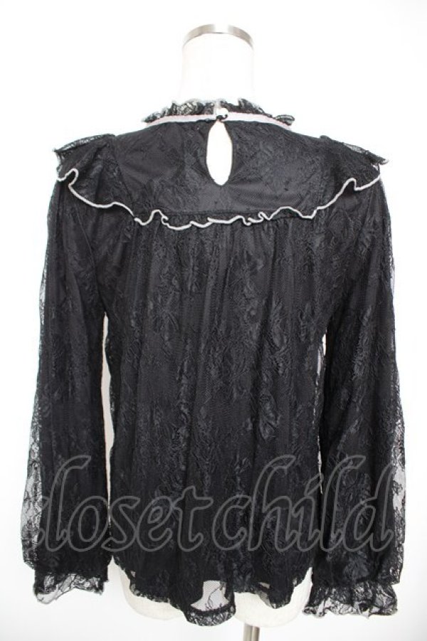 画像2: axes femme / バイカラーメローレースプルオーバー  黒 Y-25-12-23-056-AX-TO-SZ-ZY (2)