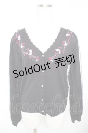 画像: axes femme / ローズガーデンニットカーディガン M 黒 Y-25-12-23-058-AX-TO-SZ-ZS