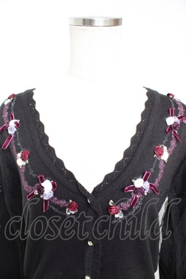 画像3: axes femme / ローズガーデンニットカーディガン M 黒 Y-25-12-23-058-AX-TO-SZ-ZY (3)