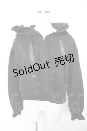 画像: axes femme / ショート丈フリルパーカー F 黒 Y-25-12-23-059-AX-TO-SZ-ZY