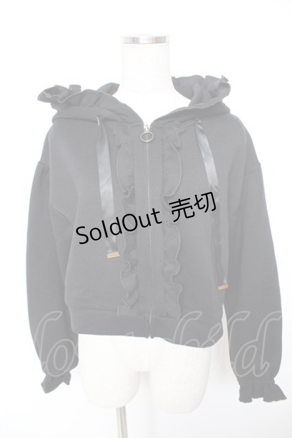 画像1: axes femme / ショート丈フリルパーカー F 黒 Y-25-12-23-059-AX-TO-SZ-ZY (1)