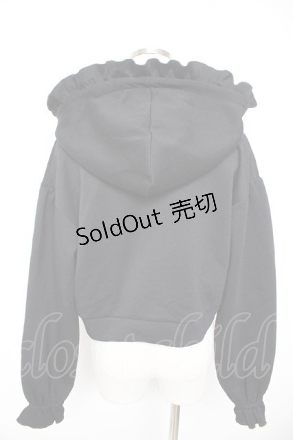 画像2: axes femme / ショート丈フリルパーカー F 黒 Y-25-12-23-059-AX-TO-SZ-ZY (2)