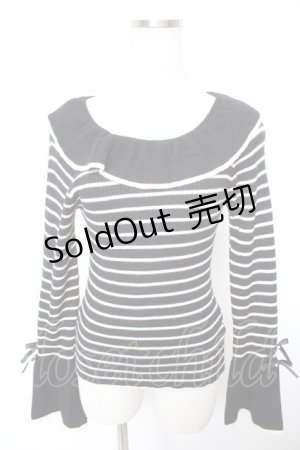 画像: axes femme / 襟デザインボーダーニット  黒 Y-25-12-23-061-AX-TO-SZ-ZS